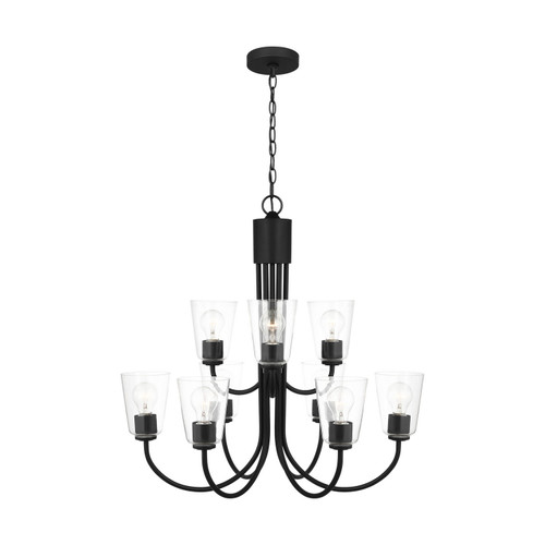 Generation Lighting - GLC1169MBK - Nine Light Chandelier - Miles - Midnight Black