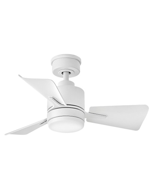 manufacturer_finish:Matte White/Matte White|manufacturer_glass:Etched Opal|blade_span:30|light_source:LED|light_output:1320.00lm|color_temperature:3000K|cri:90|fan_control:HIRO Control - 3 Speed Manual Reversing