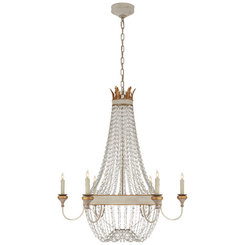 Visual Comfort Signature - JN 5016VWG-CG - Six Light Chandelier - Entellina - Vintage White and Gild