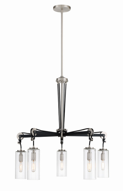 Minka-Lavery - 2895-691 - Five Light Chandelier - Pullman Junction - Coal w/Brushed Nickel