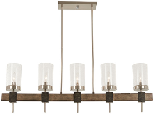 Minka-Lavery - 4635-106 - Five Light Island Pendant - Bridlewood - Stone Grey w/Brushed Nickel