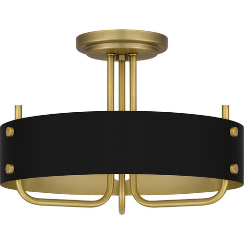 Quoizel - MAD1717AB - Three Light Semi Flush Mount - Madden - Aged Brass