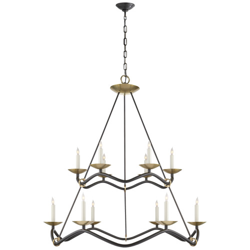 Visual Comfort Signature - S 5041AI - 12 Light Chandelier - Choros - Aged Iron