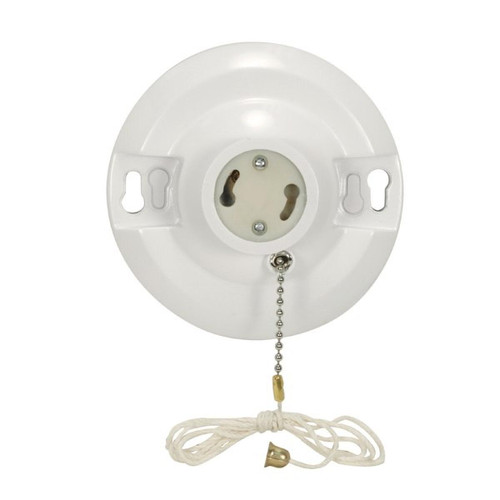 Satco - 90-2468 - Phenolic Gu24 On-Off Pull Chain Ceiling Receptacle - White