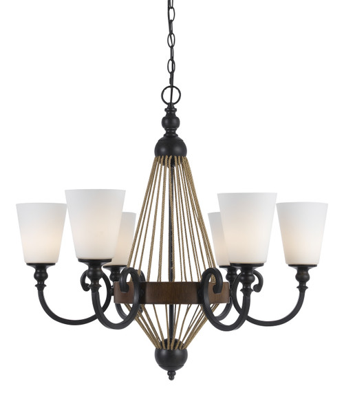 Cal Lighting - FX-3563/6 - Six Light Chandelier - MONTICELLO - Metal/Wood