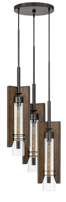 Cal Lighting - FX-3690-3 - Three Light Pendant - Almeria - Pine/Iron