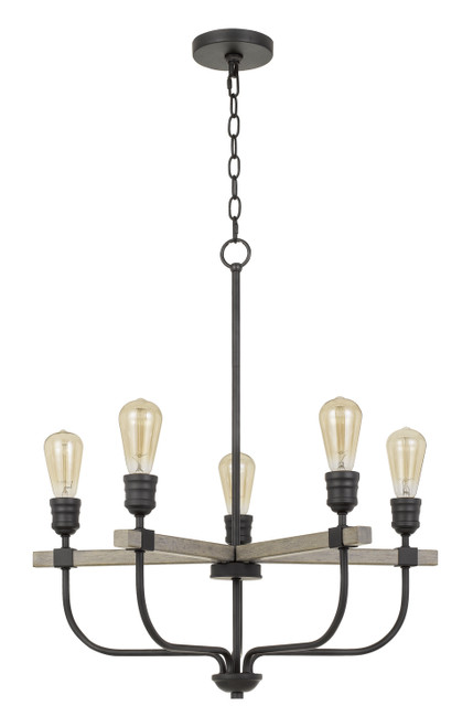 Cal Lighting - FX-3734-5 - Five Light Chandelier - Sion - Natural Wood/Iron