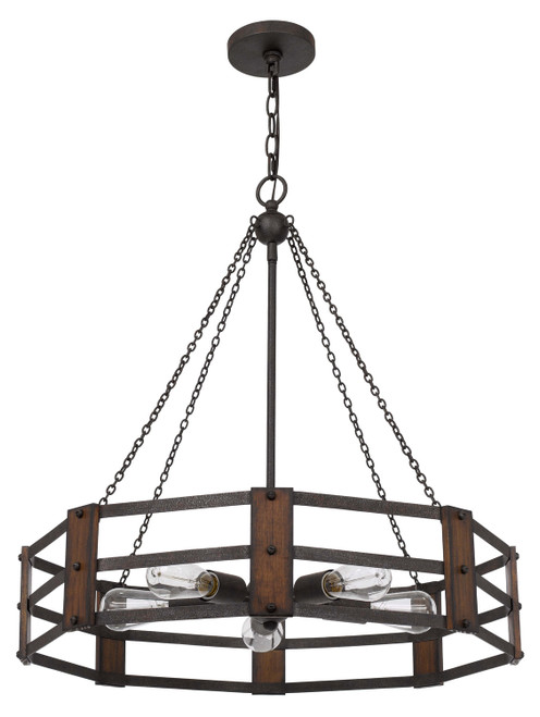 Cal Lighting - FX-3766-5 - Five Light Chandelier - Provo - Oak/Iron