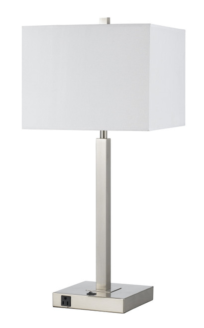 Cal Lighting - LA-8028NS-1-BS - One Light Table Lamp - 60W Metal N/S Lamp With Two Outlets - Brushed Steel