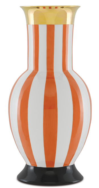 Currey and Company - 1200-0391 - Vase - De Luca Collection - Orange/White/Gold/Black