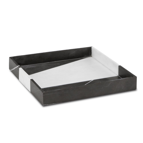 Currey and Company - 1200-0653 - Tray - Sena Black & White Marble Tray - Black/White