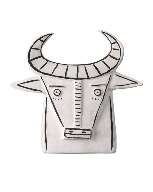 Currey and Company - 1200-0791 - Frank the Bull - Frank the Bull - Washed White/Black