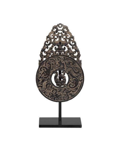 Currey and Company - 1200-0862 - Han Dynasty Jade Symbol - Han Dynasty Collection - Bronze/Black