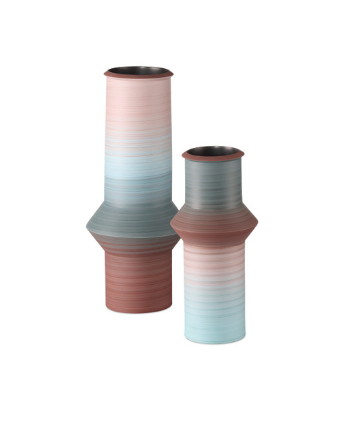 Currey and Company - 1200-0909 - Vase Set of 2 - Happy 80's - Blue/Dark Red
