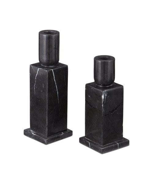 Currey and Company - 1200-0952 - Candle Holder Set of 2 - Lithos Collection - Natural