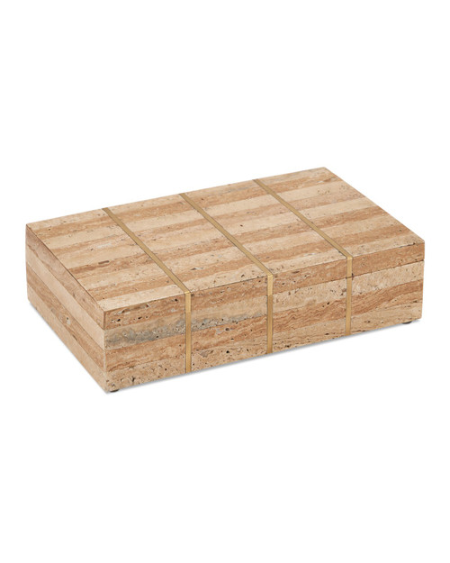 Currey and Company - 1200-0973 - Box - Dezi Collection - Natural / Brass / Off-White