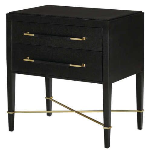 Currey and Company - 3000-0036 - Nightstand - Verona - Black/Natural/Champagne/Silver