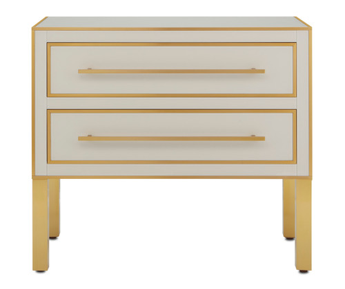 Currey and Company - 3000-0184 - Chest - Arden Collection - Ivory/Satin Brass