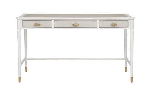 Currey and Company - 3000-0190 - Desk - Aster - Off-White/Fog/Brass