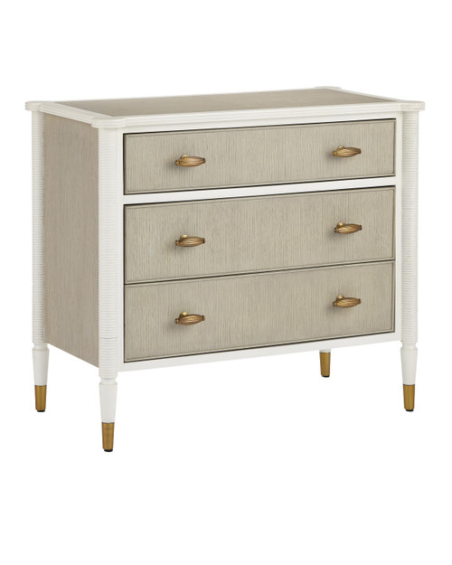 Currey and Company - 3000-0264 - Chest - Aster - Off-White/Fog/Brass