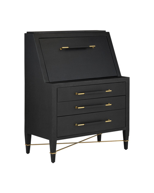 Currey and Company - 3000-0268 - Secretary Desk - Verona - Black/Natural/Champagne/Silver