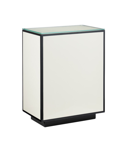 Currey and Company - 3000-0313 - Side Table - Lacquer - White/Black/Clear
