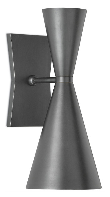 Currey and Company - 5000-0044 - Two Light Wall Sconce - Gino Black Wall Sconce - Dark Gray/White Interior
