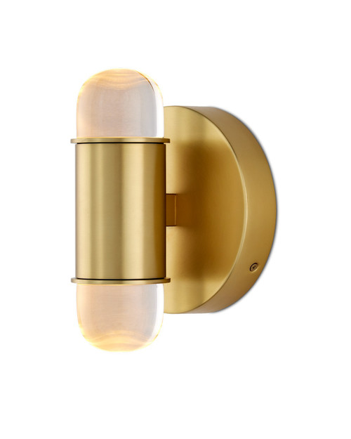 Currey and Company - 5000-0242 - LED Wall Sconce - Capsule Collection - Brushed Brass/Clear