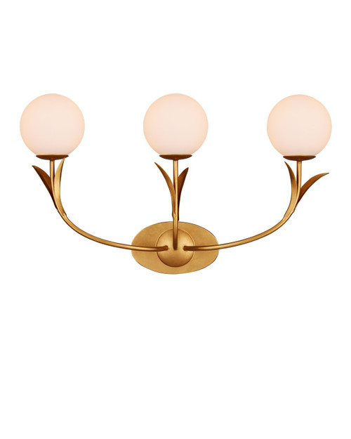 Currey and Company - 5000-0261 - Three Light Wall Sconce - Rossville - Contemporary Gold Leaf/Frosted White