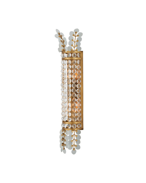 Currey and Company - 5000-0283 - Two Light Wall Sconce - Bradshaw - Frosted/Clear/Brass