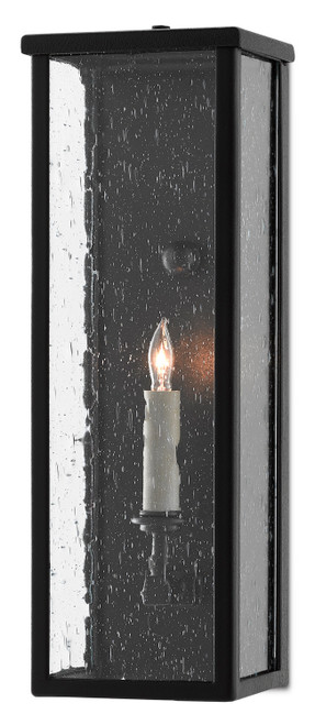 Currey and Company - 5500-0037 - One Light Wall Sconce - Tanzy - Midnight Black/Clear Seeded