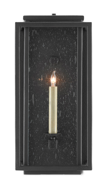 Currey and Company - 5500-0040 - One Light Outdoor Wall Sconce - Wright - Midnight Black/Clear Seeded