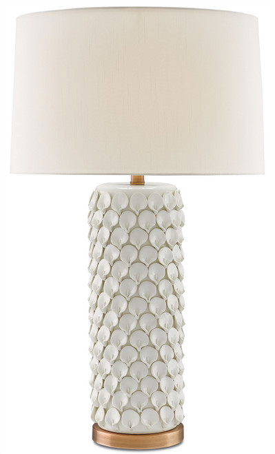 Currey and Company - 6000-0067 - One Light Table Lamp - Calla Lily - Cream/Antique Brass