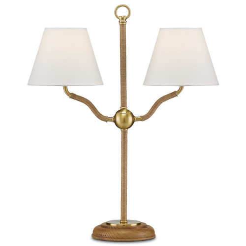 Currey and Company - 6000-0873 - Two Light Desk Lamp - Sirocco - Natural/Antique Brass