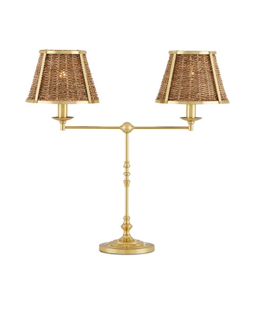 Currey and Company - 6000-0899 - Two Light Desk Lamp - Deauville - Natural/Polished Brass