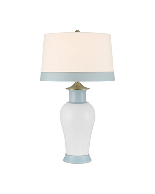 Currey and Company - 6000-1026 - One Light Table Lamp - Kora - White/Light Blue