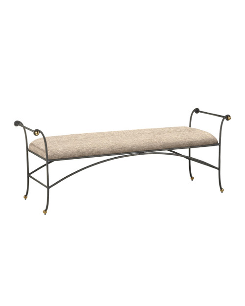 Currey and Company - 7000-0932 - Bench - Mabel - Antique Black/Polished Brass