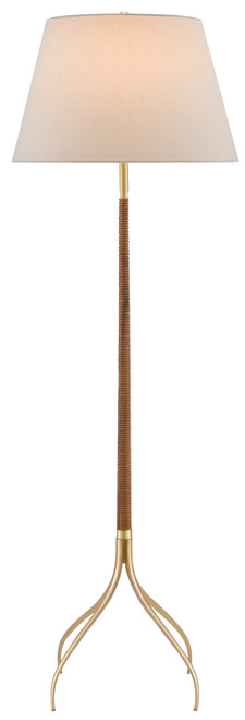Currey and Company - 8000-0087 - One Light Floor Lamp - Circus - Natural/Brushed Brass