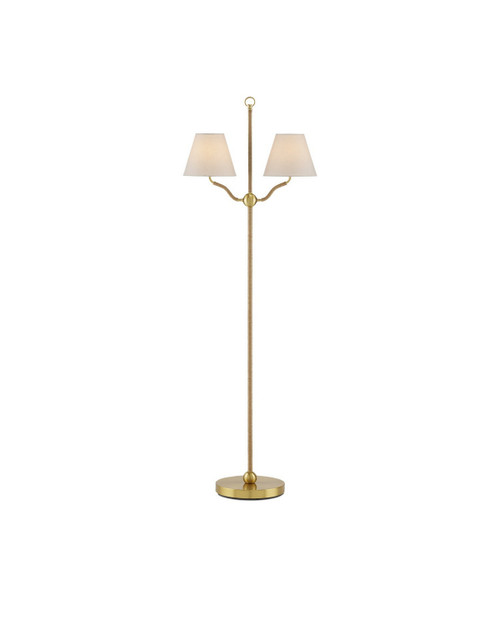 Currey and Company - 8000-0116 - Two Light Floor Lamp - Sirocco - Antique Brass/Natural
