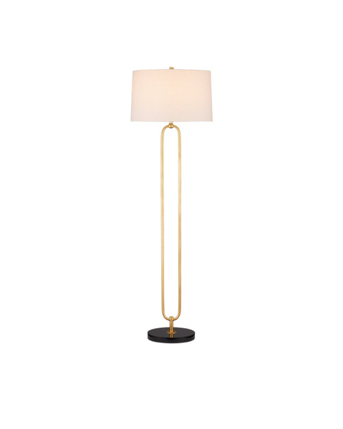 Currey and Company - 8000-0144 - One Light Floor Lamp - Glossary - Contemporary Gold Leaf/Black