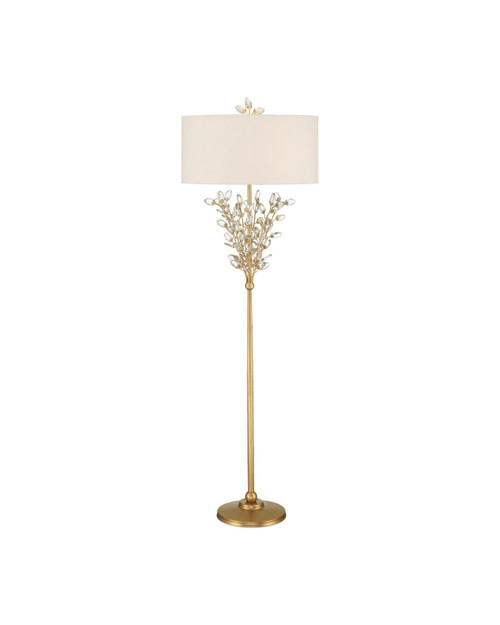 Currey and Company - 8000-0168 - Two Light Floor Lamp - Forget-Me-Not - Clear/Chinois Gold Leaf