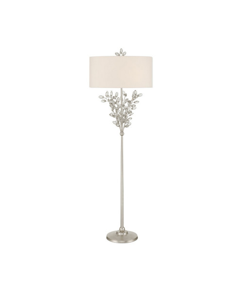 Currey and Company - 8000-0169 - Two Light Floor Lamp - Forget-Me-Not - Clear/Silver Leaf