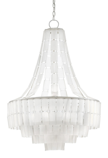 Currey and Company - 9000-0159 - Seven Light Chandelier - Vintner - Opaque White/Contemporary Silver Leaf