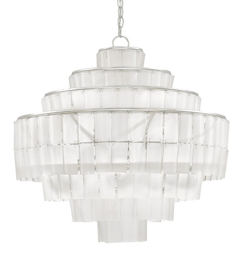 Currey and Company - 9000-0160 - Eight Light Chandelier - Sommelier - Opaque White/Contemporary Silver Leaf