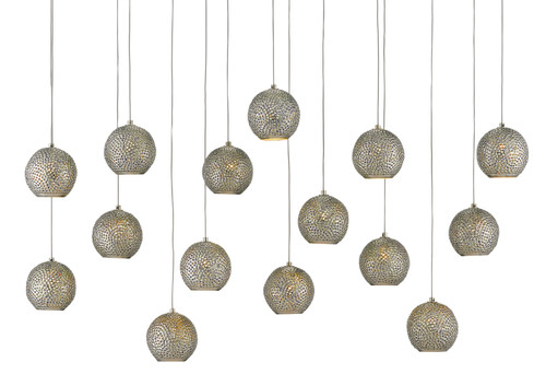Currey and Company - 9000-0685 - 15 Light Pendant - Giro - Blue/Nickel/Silver