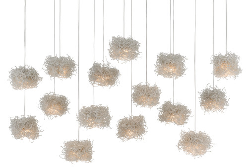 Currey and Company - 9000-0699 - 15 Light Pendant - Birds Nest - Clear/Silver