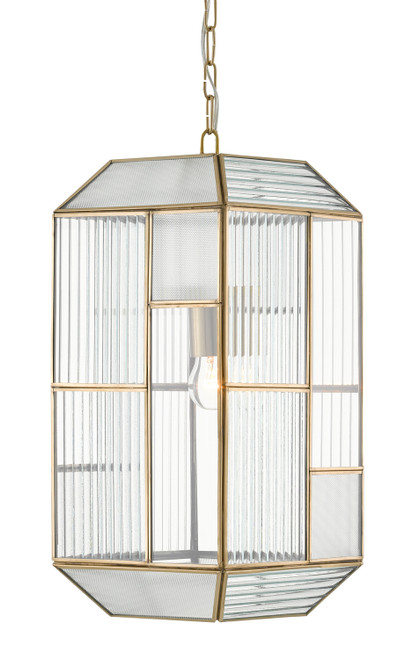 Currey and Company - 9000-0749 - One Light Pendant - Bardolph - Clear/Antique Brass