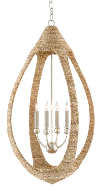 Currey and Company - 9000-0753 - Four Light Chandelier - Menorca - Natural/Contemporary Silver Leaf/Smokewood
