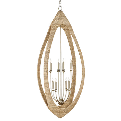 Currey and Company - 9000-0836 - Eight Light Chandelier - Menorca - Natural/Contemporary Silver Leaf/Smokewood
