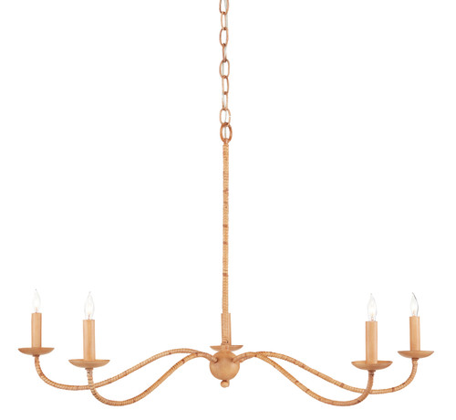 Currey and Company - 9000-0848 - Five Light Chandelier - Saxon - Natural/Saddle Tan